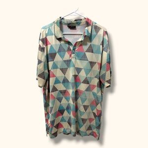 Yatta Golf Polo Shirt Mens XL Geometric Triangle Print Short Sleeve Multicolor